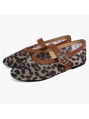 Leopard Print Mary Jane
Flats Brown Women's Shoes
Size 7